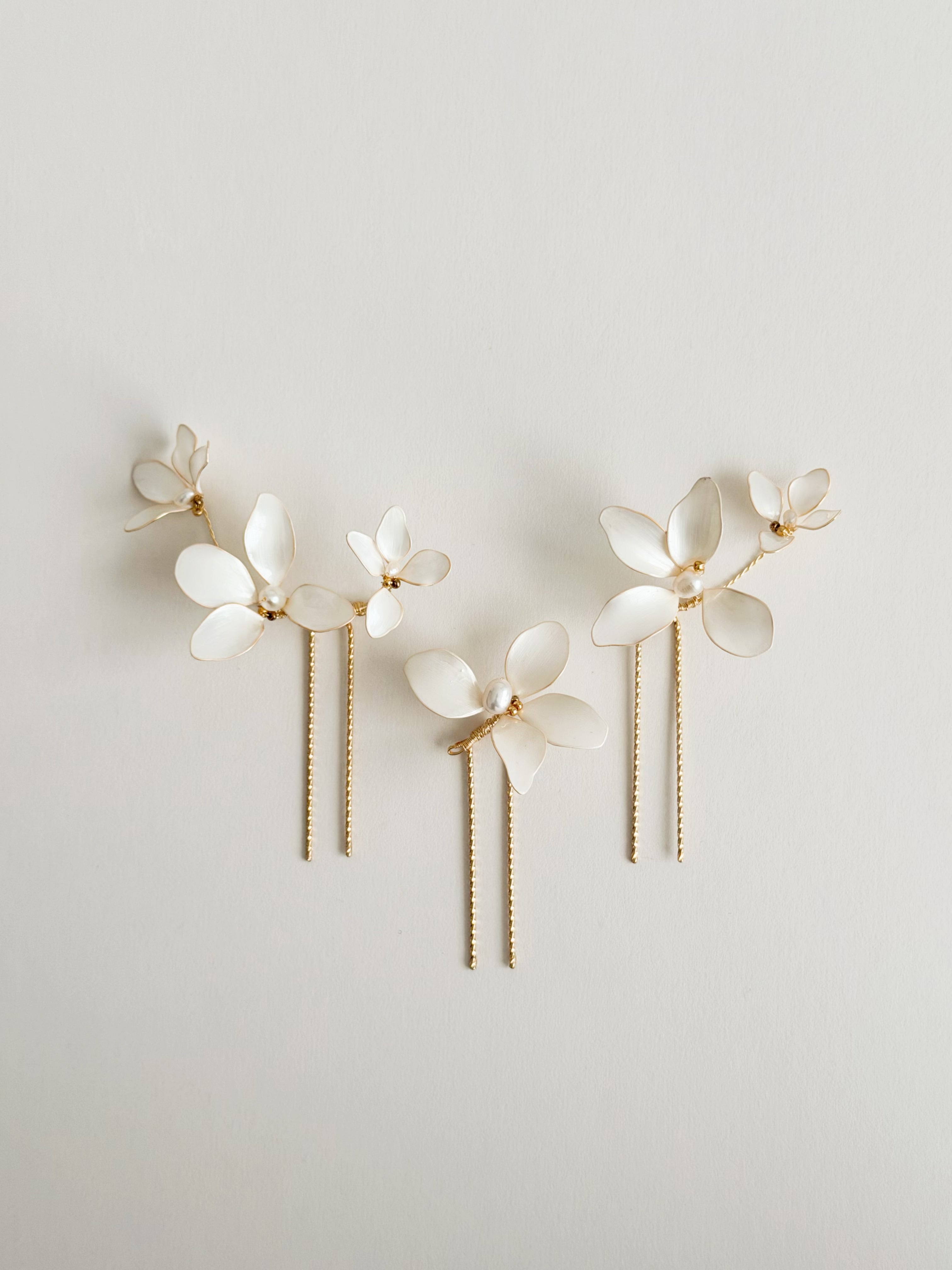 Ivory Petal Hair Pins